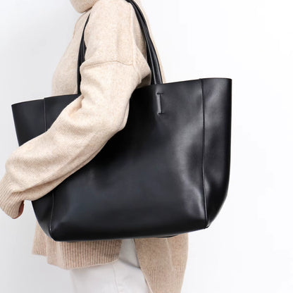 Classic Real Leather Women Tote Large Capacity with Zip Liner Purse Daily Big Shoulder Handbags A4 Laptop Shopping Commute Bags