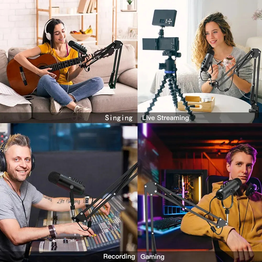 Kit Micro Pro Studio Streaming USB avec bras de flèche pour enregistrement Youtube et Podcast