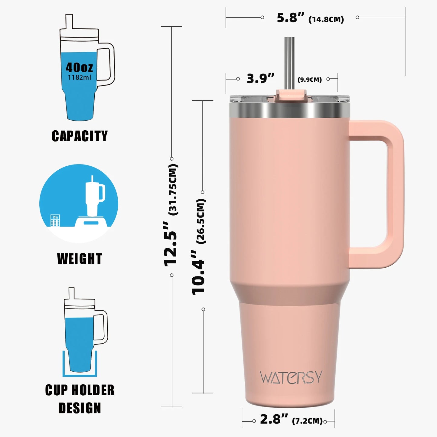 Gobelet tasse thermique chaud ou froid - grande capacité de 1,2 L avec poignée et couvercle en paille