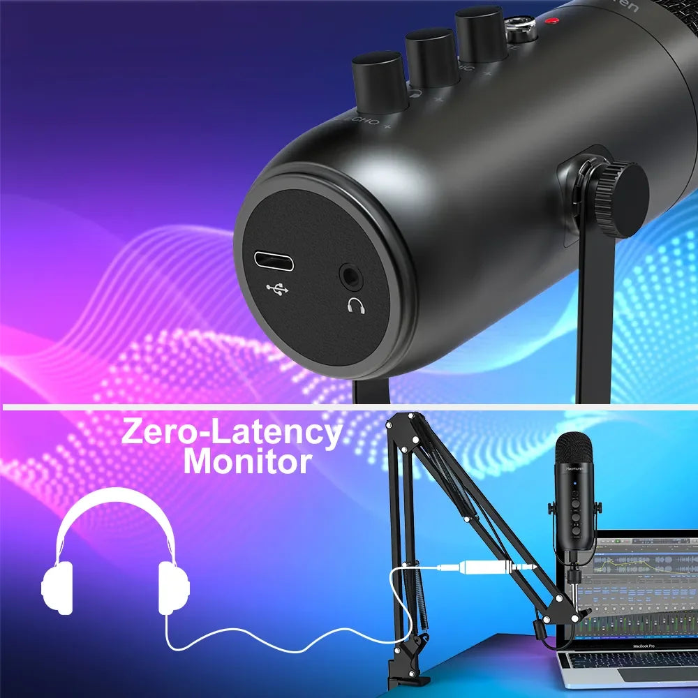 Kit Micro Pro Studio Streaming USB avec bras de flèche pour enregistrement Youtube et Podcast