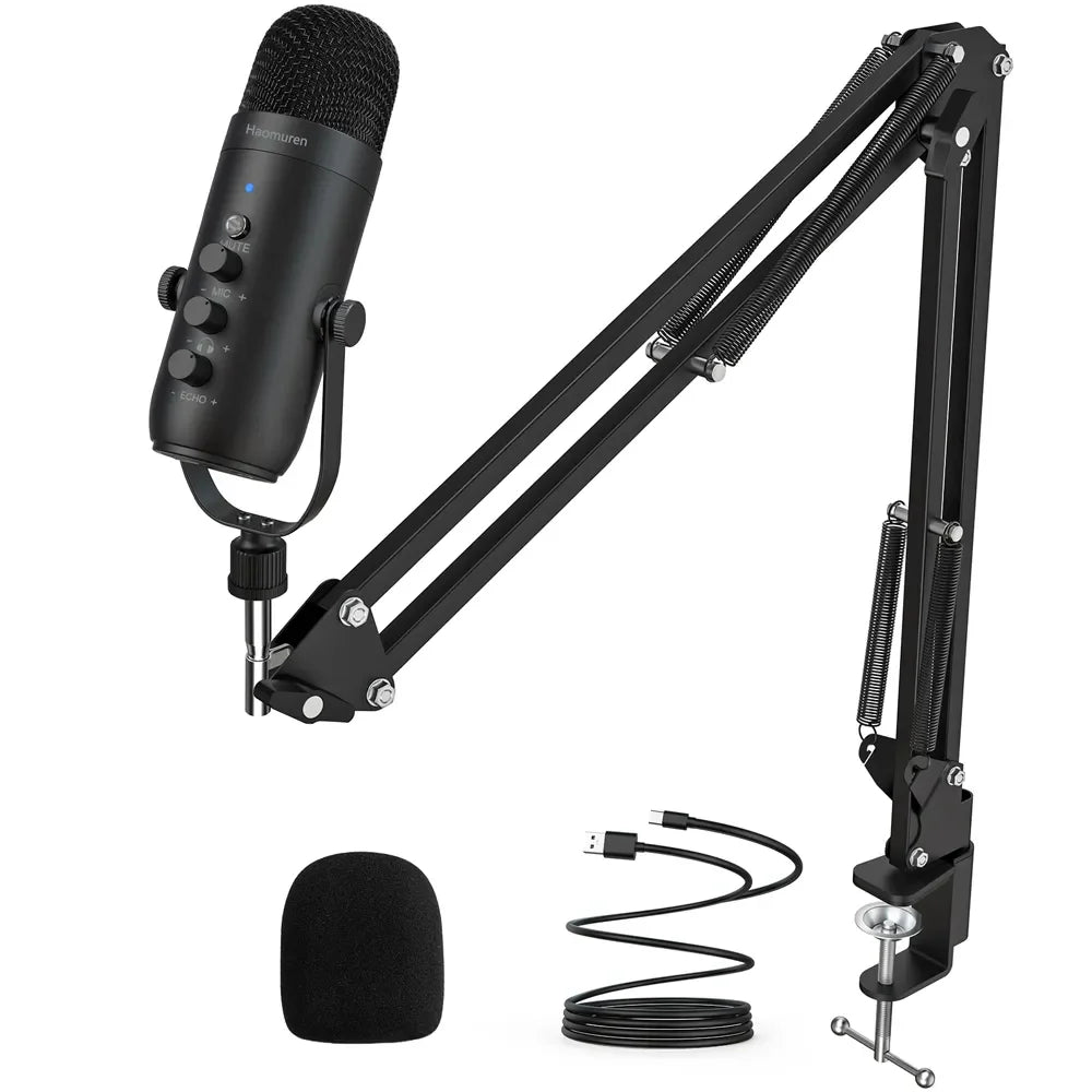 Kit Micro Pro Studio Streaming USB avec bras de flèche pour enregistrement Youtube et Podcast